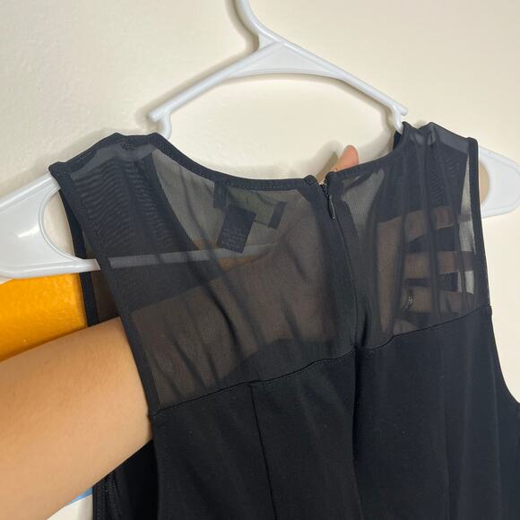 Forever 21+ Sleeveless Mini Dress Womens Size 1X Black Mesh Pleated Fit Flare - Picture 5 of 7